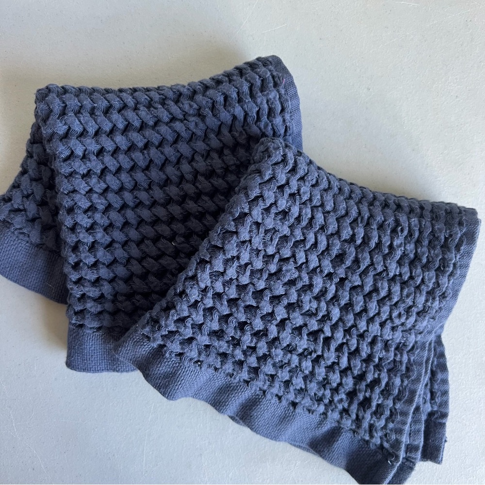 New Hotel Collection Innovations Textured Waffle Wash Towel Set of 2 Blue - Picture 3 of 7